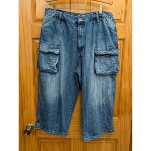 Raw Blue Raw Since RB Men's Blue Denim Jeans Waist 40 Ties on Hem